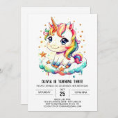 Invitation Elégant Whimsical Unicorn Anniversaire (Devant / Derrière)