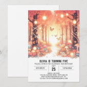 Invitation Élégant Whimsical Woodland Digital Anniversaire (Devant / Derrière)