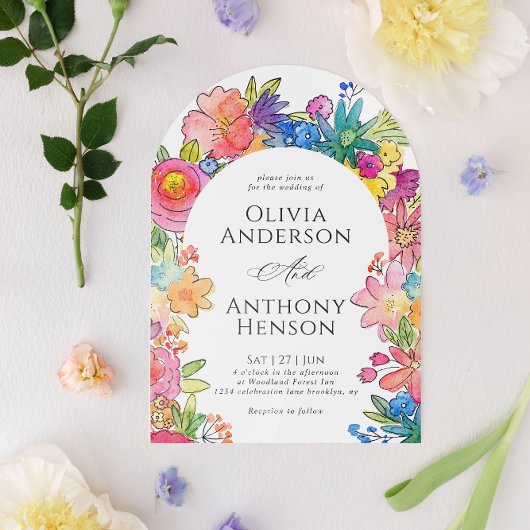 Invitation Elégant Whimsy Bold Mariage d'aquarelle florale