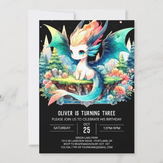 Invitation Elégant Whimsy Dragon Anniversaire (Devant)