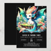 Invitation Elégant Whimsy Dragon Anniversaire (Devant / Derrière)