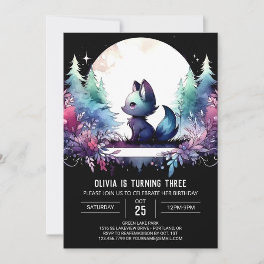 Invitation Elegant Whimsy Wolf Birthday (Devant)