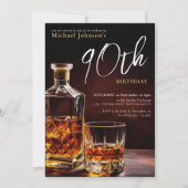 Invitation Elégant Whiskey 90e fête d'anniversaire (Devant)