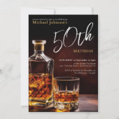 Invitation Elégant Whiskey Black Gold 50e anniversaire (Devant)