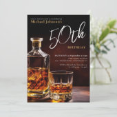 Invitation Elégant Whiskey Black Gold 50e anniversaire (Debout devant)