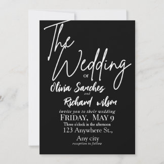 Invitation Elegant White and Black Simple Wedding 