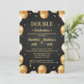 Invitation Elegant White and Gold Balloons Joint Birthday (Debout devant)