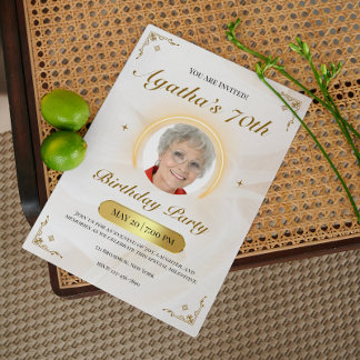 Invitation Elegant White And Gold Classic Birthday Party