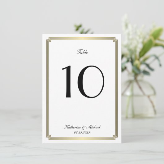 Invitation Elegant White Art Deco Wedding Table Number (Debout devant)