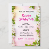 Invitation Elegant White Cherry Blossom Floral Birthday (Devant)