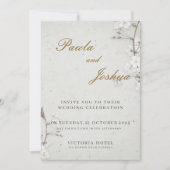 Invitation Elegant White Cherry Blossom & Gold Script Wedding (Devant)