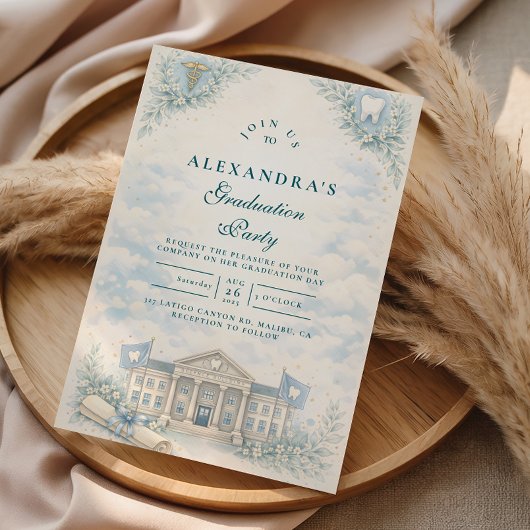 Invitation Elegant White Coat Dentist Graduation Party