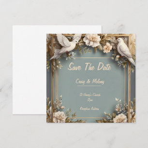 Invitation Elégant White Dove & Floral Frame Wedding Invite