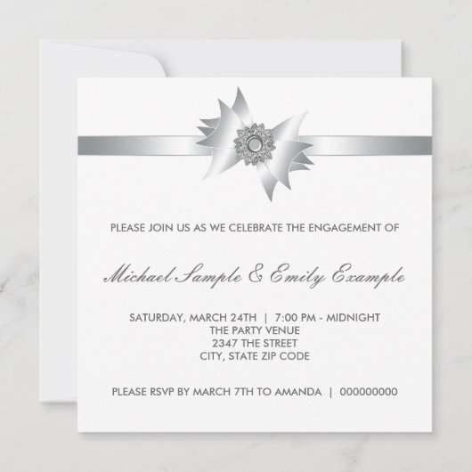 Invitation Élégant White Engagement Party (Dos)