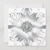 Invitation Élégant White Engagement Party (Devant)