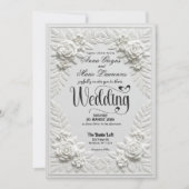 Invitation Elegant White Faux Embossed Bas-Relief Wedding  (Devant)