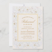 Invitation Elegant White Floral Ivory Gold rehearsal dinner  (Devant)