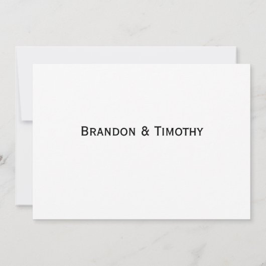 Invitation Elegant White Gay Wedding RSVP Card (Dos)