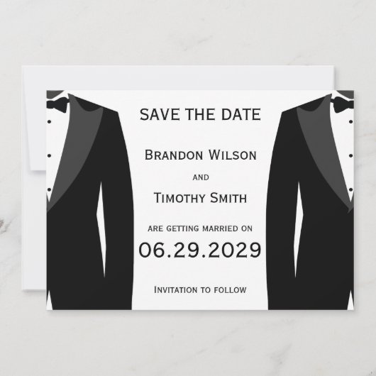 Invitation Elegant White Gay Wedding Save The Date Cards (Dos)