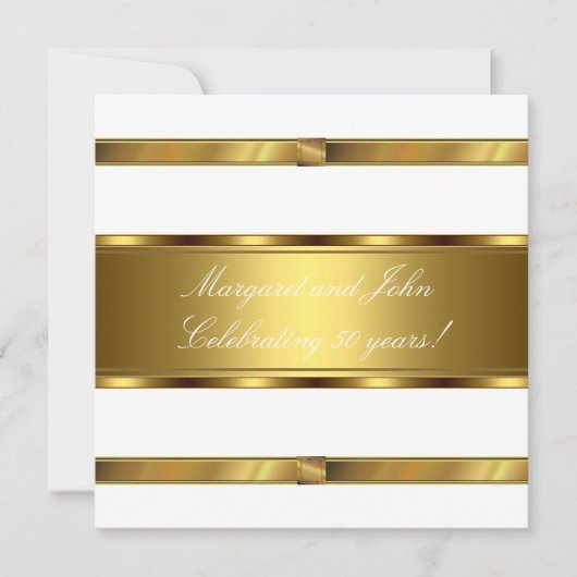 Invitation Élégant White Gold 50th Anniversary Party Event (Devant)