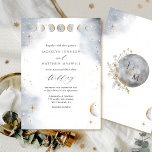 Invitation Elegant White, Gold and Silver Celestial Wedding<br><div class="desc">Delight your guests with this elegant watercolor celestial wedding invitation with exquisite sky with stars and moon in a beautiful blend of gray, silver, a touch of blue and gold hues. Delicate watercolor moon shades on top border framing your wedding details. Stars and sides of moon in faux gold foil....</div>