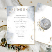 Invitation Elegant White, Gold and Silver Celestial Wedding