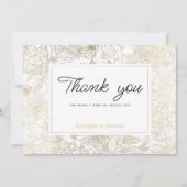 Invitation Elegant white gold gray marble floral Thank You (Devant)
