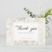 Invitation Elegant white gold gray marble floral Thank You (Debout devant)