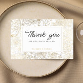 Invitation Elegant white gold gray marble floral Thank You