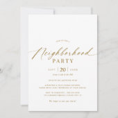 Invitation Elégant White & Gold Neighborhood Gathering Party (Devant)