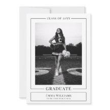 Elegant White Graduate Announcement