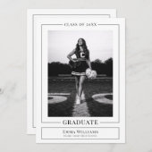 Invitation Elegant White Graduate Announcement (Devant / Derrière)