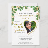 Invitation Elégant White Green Gold 2025 - Diplôme photo (Devant)