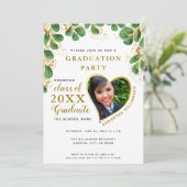 Invitation Elégant White Green Gold 2025 - Diplôme photo (Debout devant)