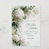 Invitation Elegant White Hydrangea Gold Botanical Wedding (Devant / Derrière)