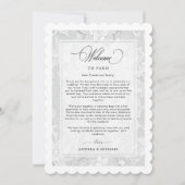 Invitation Elegant White Lace Wedding Welcome Itinerary Card (Devant)