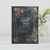 Invitation Elegant White Marble Gold Geometric Floral Wedding (Debout devant)