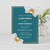 Invitation elegant white orchid blooms wedding (Debout devant)