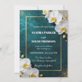 Invitation elegant white orchid blooms wedding (Devant)