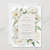Invitation Elegant White Peony & Sage Green Floral Wedding (Devant)
