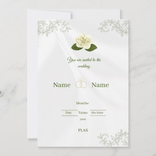 Invitation Elegant White Rose Floral Wedding Invita (Devant)