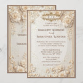 Invitation Elegant White Rose Soft Ivory Floral Decor Wedding (Devant / Derrière)