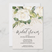 Invitation Elegant White Roses Bridal Shower (Devant)