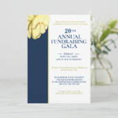 Invitation Elégant White & Royal Blue Charity Event Gala (Debout devant)