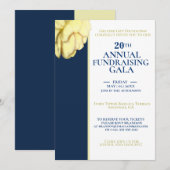 Invitation Elégant White & Royal Blue Charity Event Gala (Devant / Derrière)