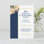 Invitation Elégant White & Royal Blue Gala de collecte de fon (Debout devant)