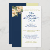 Invitation Elégant White & Royal Blue Gala de collecte de fon (Devant / Derrière)
