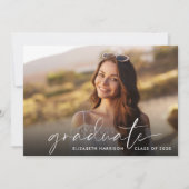 Invitation Élégant White Script Photo Graduation Party (Devant)