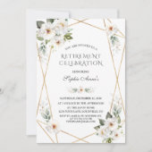Invitation Élégant White Wild Rose Gold Retraite Party (Devant)