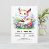 Invitation Elégant Wild Fox Anniversaire numérique (Debout devant)